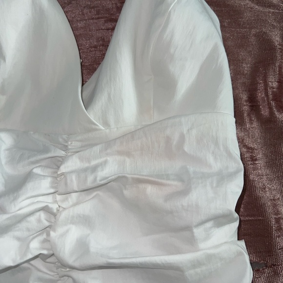 White Ruched Mini Dress - Picture 3 of 3